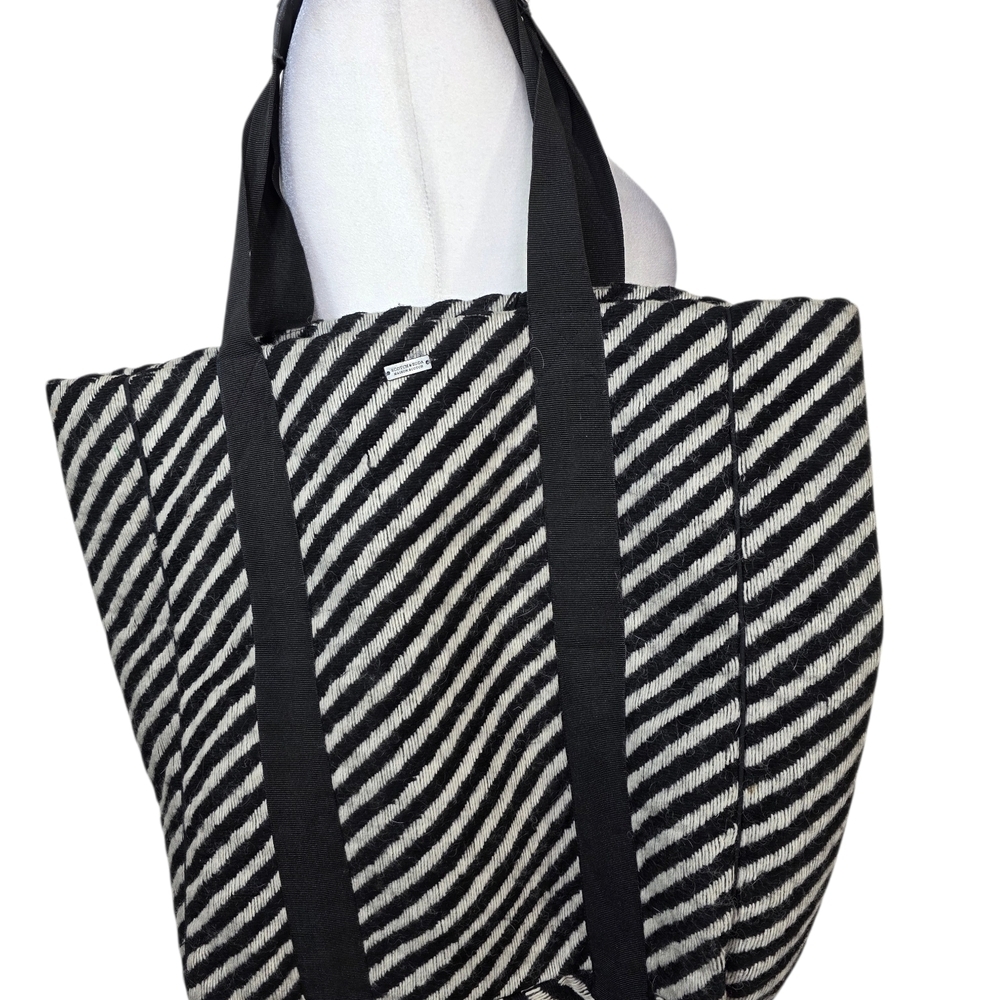 Scotch & Soda jolie vagabonde Diagonal Stripe Tote with leather handle accent